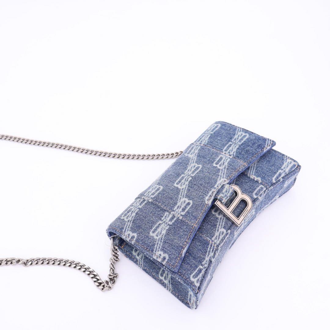 バレンシアガ BALENCIAGA デニムチェーンウォレット 656050 インディゴ 美品