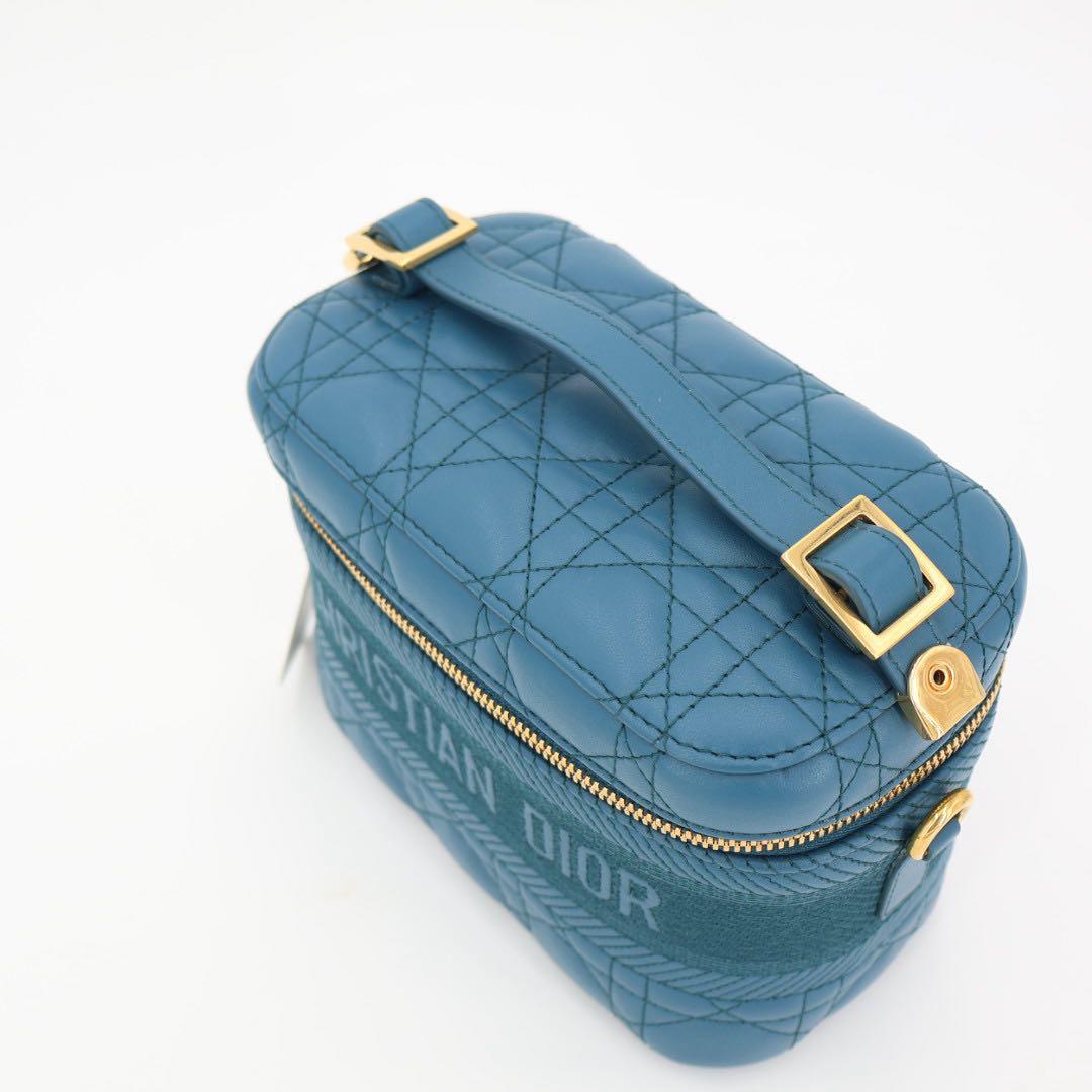 クリスチャンディオール Christian Dior トラベル カナージュステッチ レザー スモール ヴァニティ ショルダーバッグ 美品