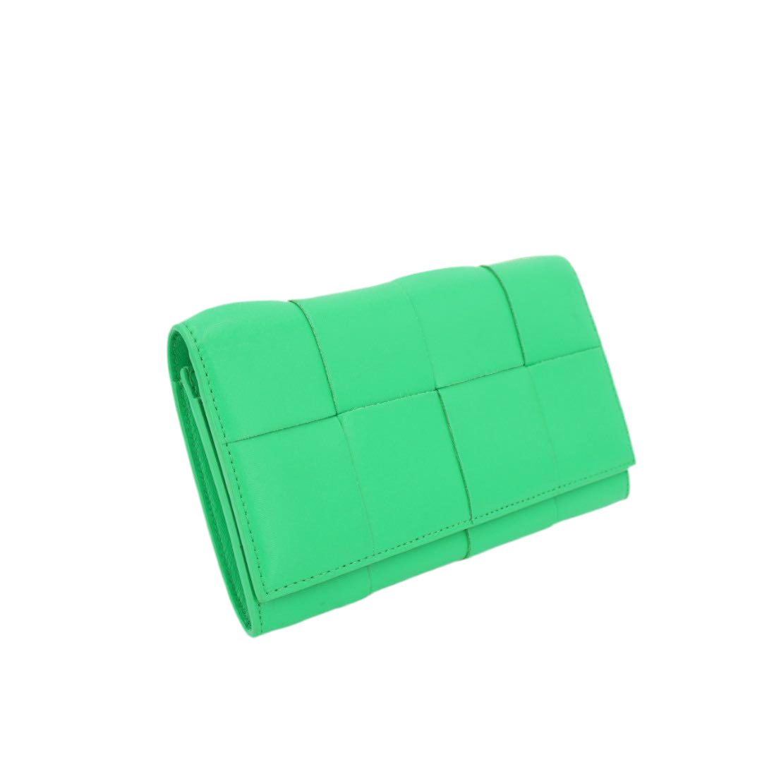 ボッテガヴェネタ BOTTEGAVENETA マキシイントレチャート レザー 財布 グリーン