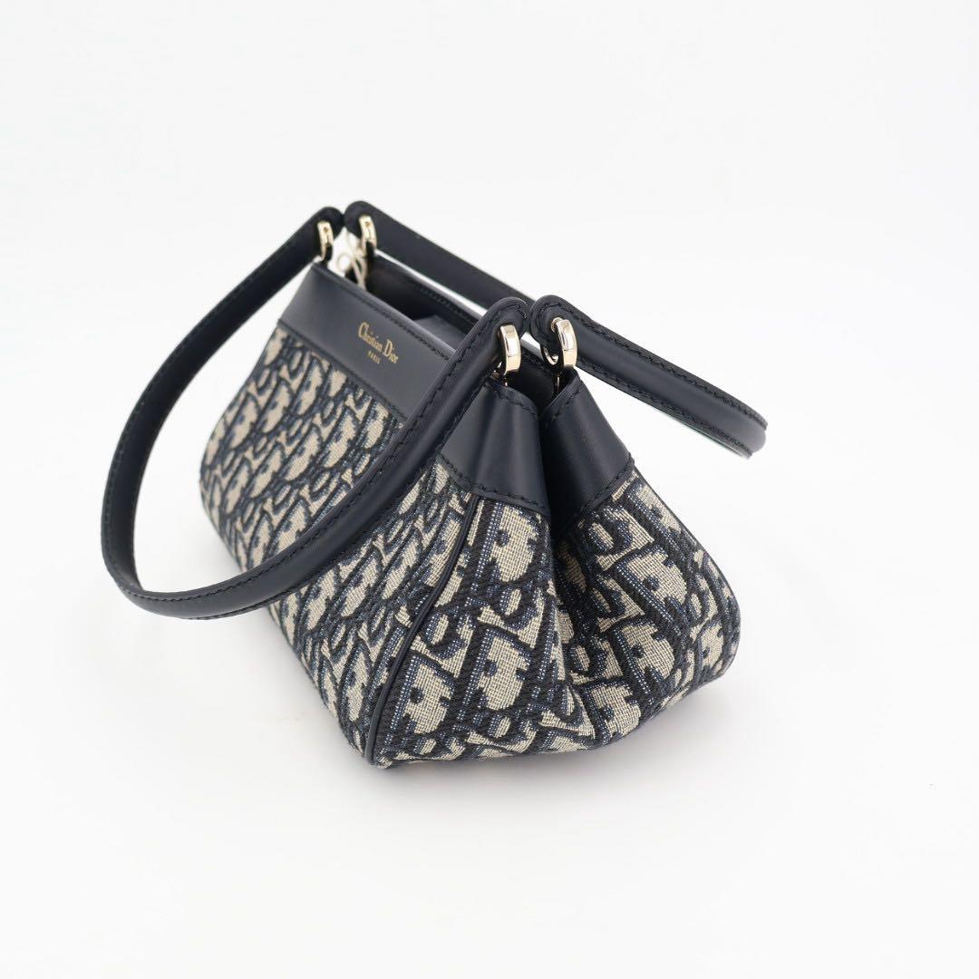 クリスチャンディオール Christian Dior オブリーク ディオール キー キャンバス×レザー ハンドバッグ 美品
