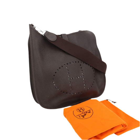 エルメス HERMES エヴリン □J 刻 カカオ シルバー金具 エプソン レディース ショルダーバッグ