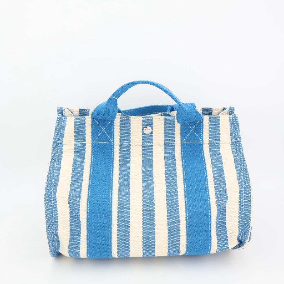 エルメス HERMES キャンバス ハンドバッグ ストライプ バッグ
