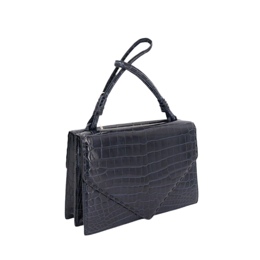 ボッテガ·ヴェネタBOTTEGA VENETA ハンドバック クロコバッグミニ ネイビー クロコダイル