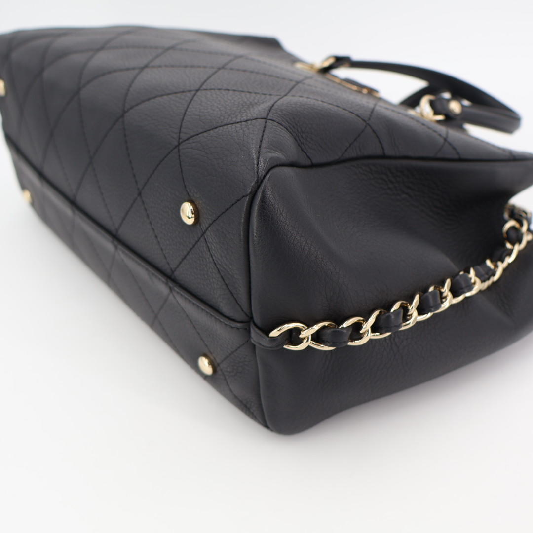 シャネル CHANEL ショッピングバッグ 2way チェーンショルダーバッグ バッグ レディース ブルスキン ブラック × ゴールド金具