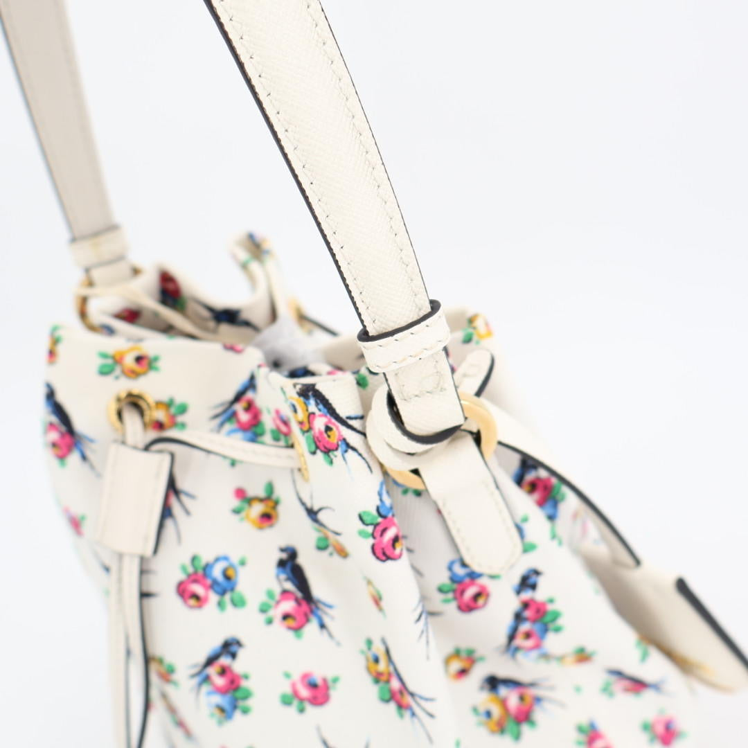 プラダ PRADA ハンドバッグ バッグ キャンバス ウィッカー レディース ホワイト系 / マルチカラー 美品