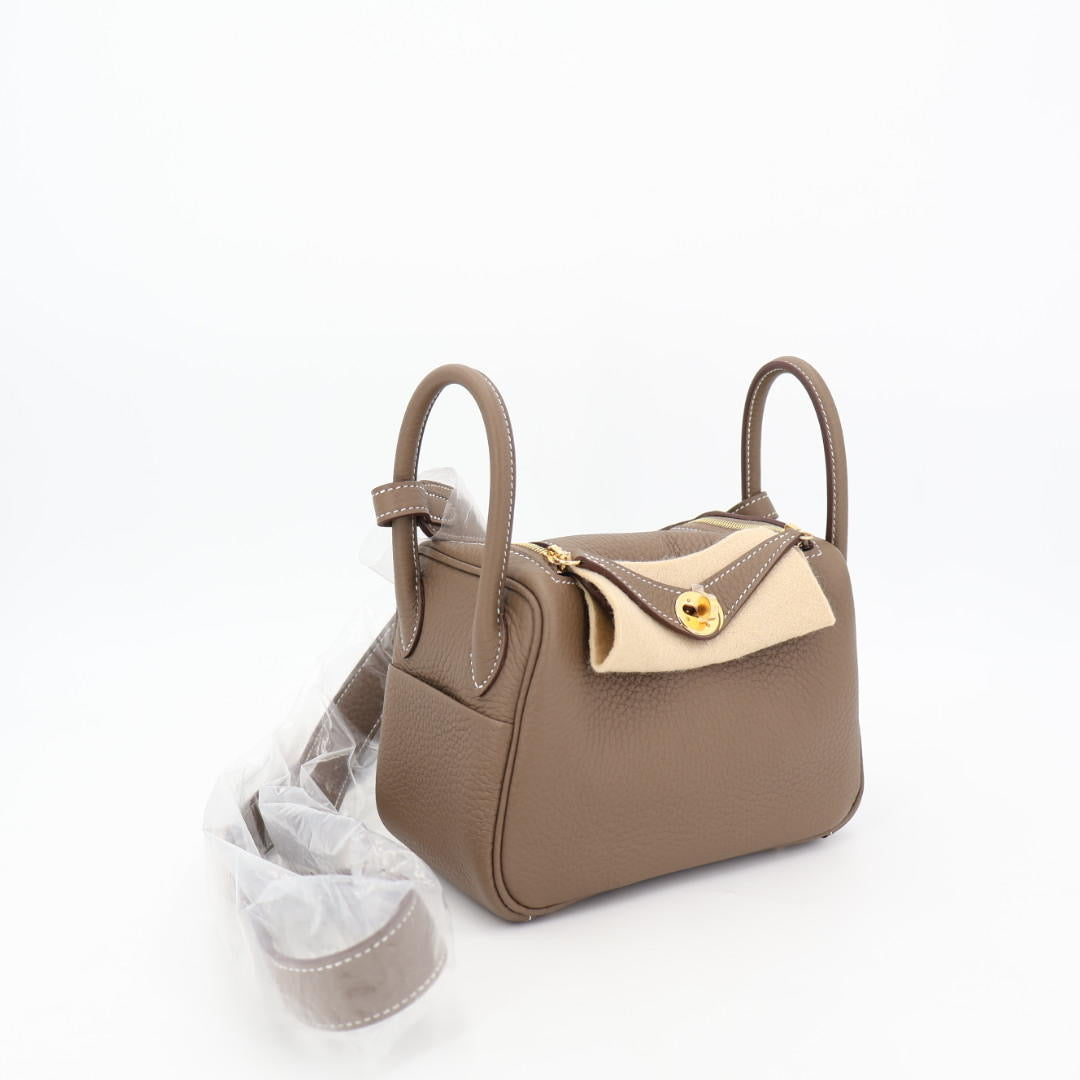 エルメス HERMES リンディミニ　エトゥープ　トリヨンクレマンス　ゴールド金具