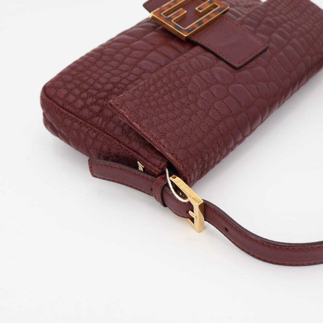 フェンディ Fendi マンマバケット レザー ショルダーバッグ ボルドー