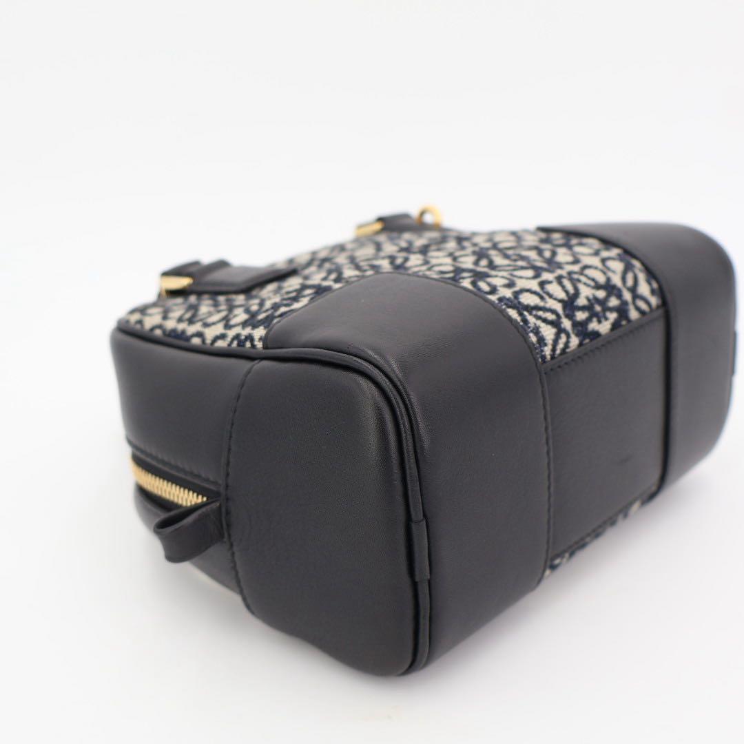 ロエベ LOEWE アマソナ16 ネイビー ブラック ゴールド金具 A039N21X03 カーフ アナグラムジャガード レディース ハンドバッグ