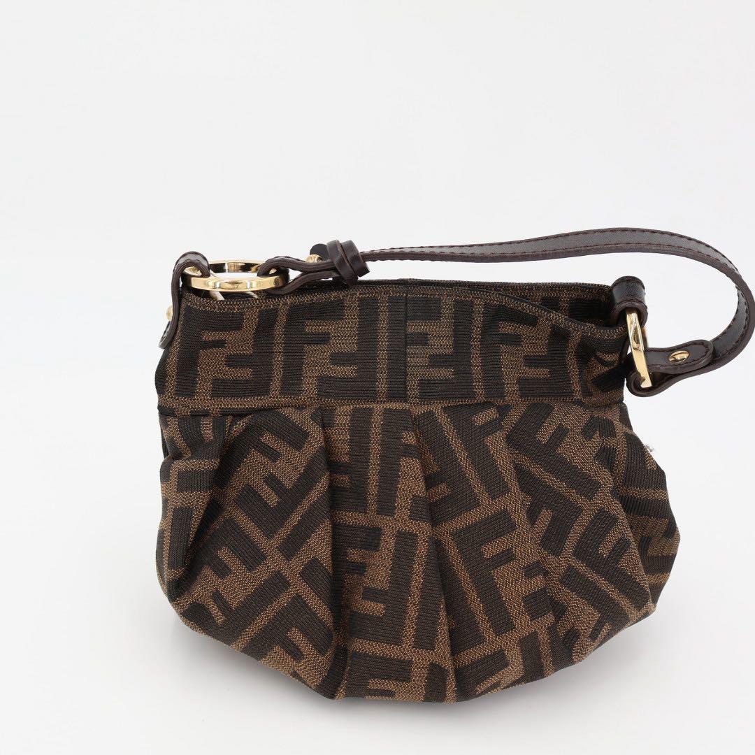 フェンディ FENDI ズッカ柄 ハンドバッグ キャンバス ブラウン 8BK044 レディース