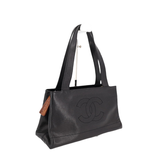 シャネル CHANEL 牛革 ハンドバッグ ゴールド金具 ブラック