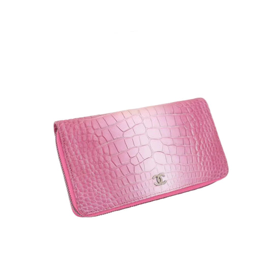 シャネル CHANEL 長財布 ココマーク エキゾチック アリゲーターマット ロングジップウォレット 美品