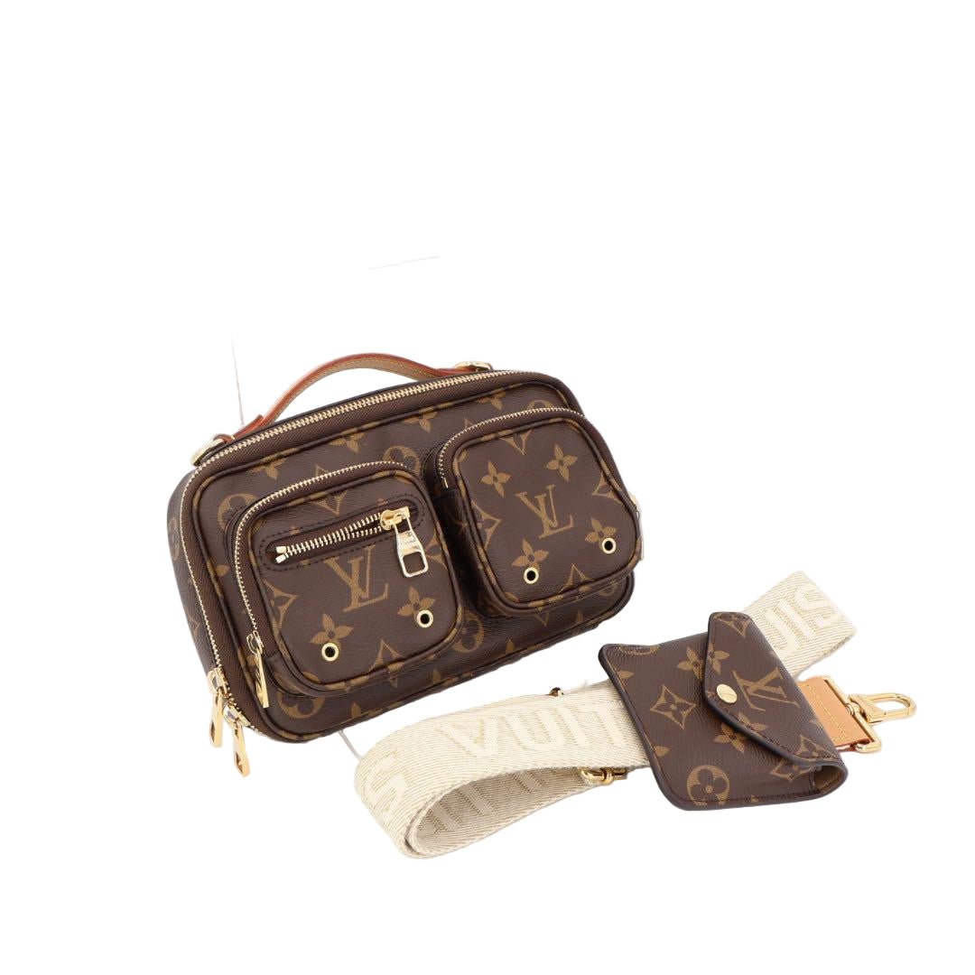 ルイ・ヴィトン LOUIS VUITTON ユーティリティ クロスボディ ショルダーバッグ バッグ PVCコーティングキャンバス レザー モノグラム ブラウン系 M80446