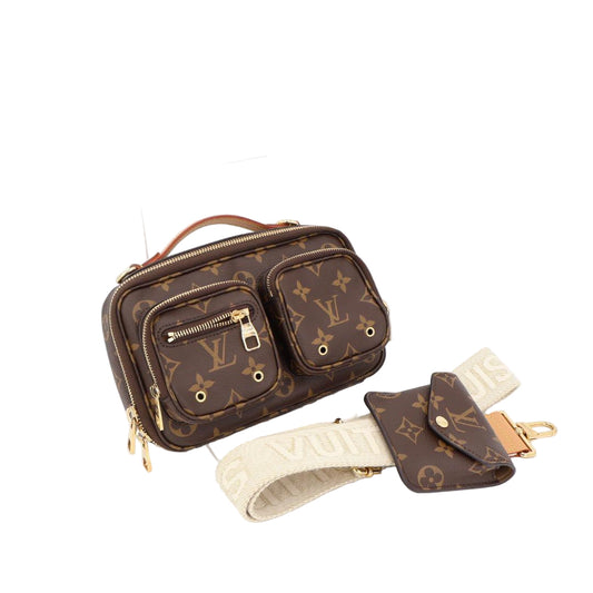 ルイ・ヴィトン LOUIS VUITTON ユーティリティ クロスボディ ショルダーバッグ バッグ PVCコーティングキャンバス レザー モノグラム ブラウン系 M80446