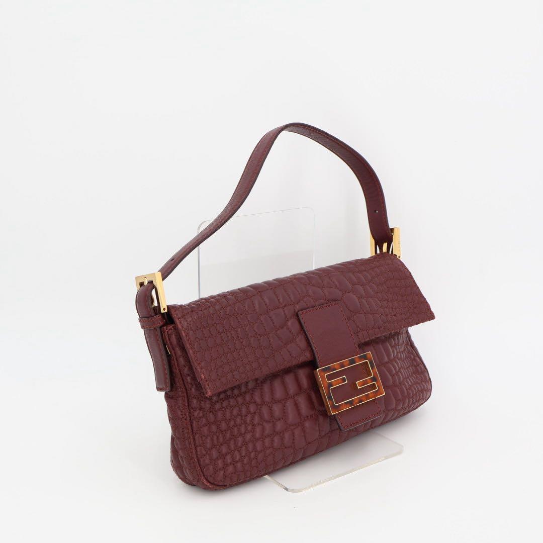 フェンディ Fendi マンマバケット レザー ショルダーバッグ ボルドー