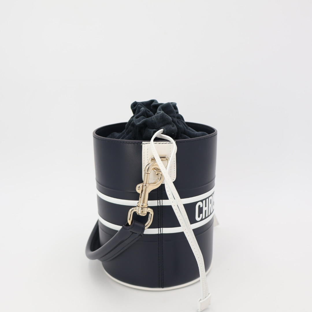クリスチャンディオール Christian Dior ヴァイブ マイクロバケットバッグ カーフスキン ネイビー 美品