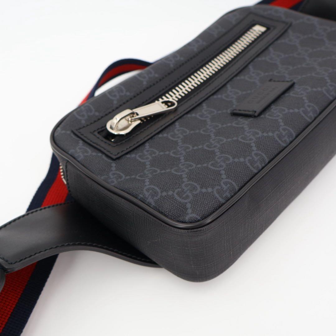 グッチ GUCCI ソフト GGスプリーム スリングバックパック グレー×ブラック クロスボディ ベルトバッグ ショルダーバッグ