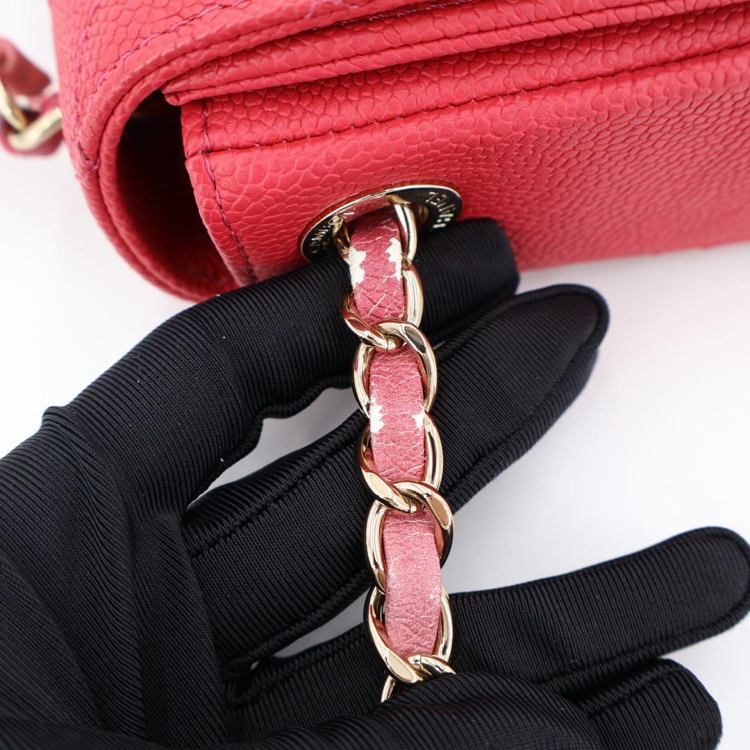 シャネル CHANEL マトラッセ ココマーク チェーン ショルダーバッグ キャビアスキン ピンク ゴールド金具 A93660