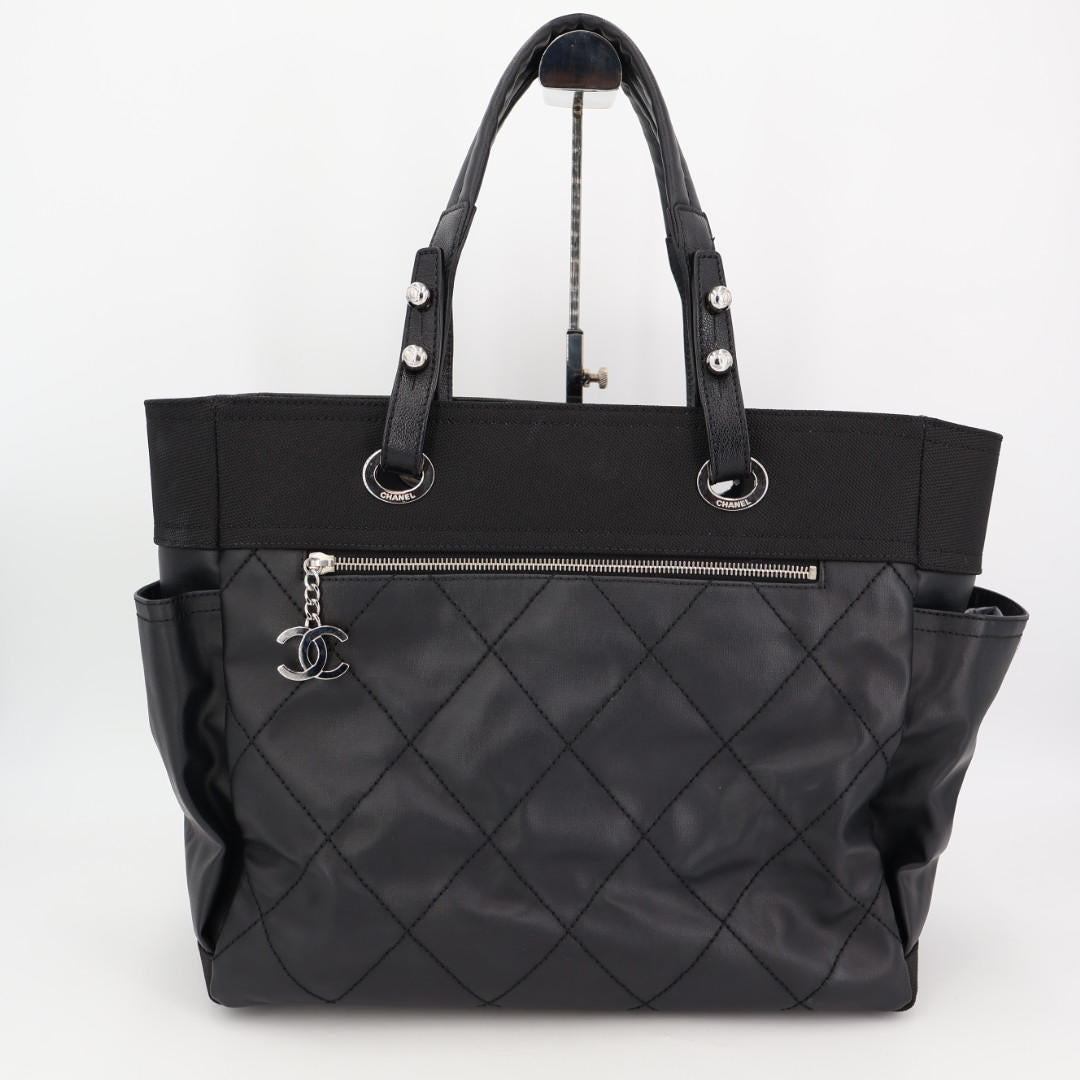 シャネル CHANEL パリビアリッツ トート GM ココマーク トートバッグ コーティングキャンバス ブラック A34210 レディース