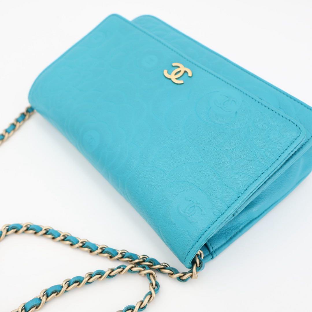 シャネル CHANEL カメリア チェーンウォレット ラムスキン チェーン