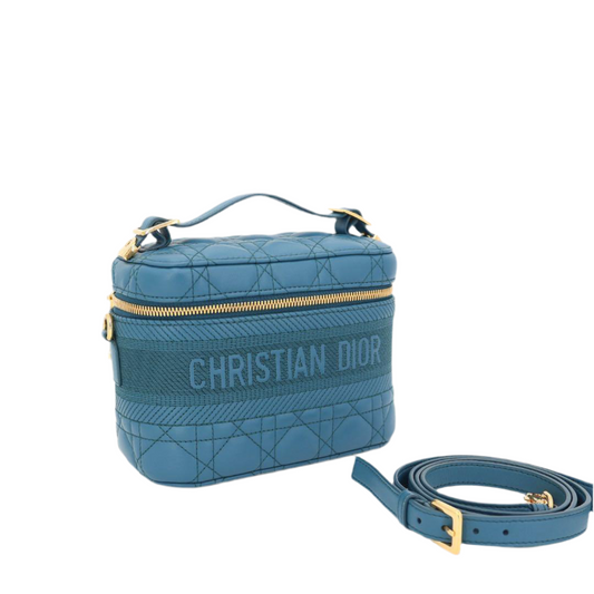 クリスチャンディオール Christian Dior トラベル カナージュステッチ レザー スモール ヴァニティ ショルダーバッグ 美品