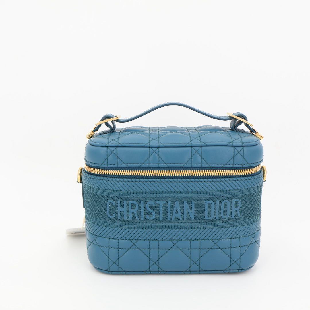 クリスチャンディオール Christian Dior トラベル カナージュステッチ レザー スモール ヴァニティ ショルダーバッグ 美品