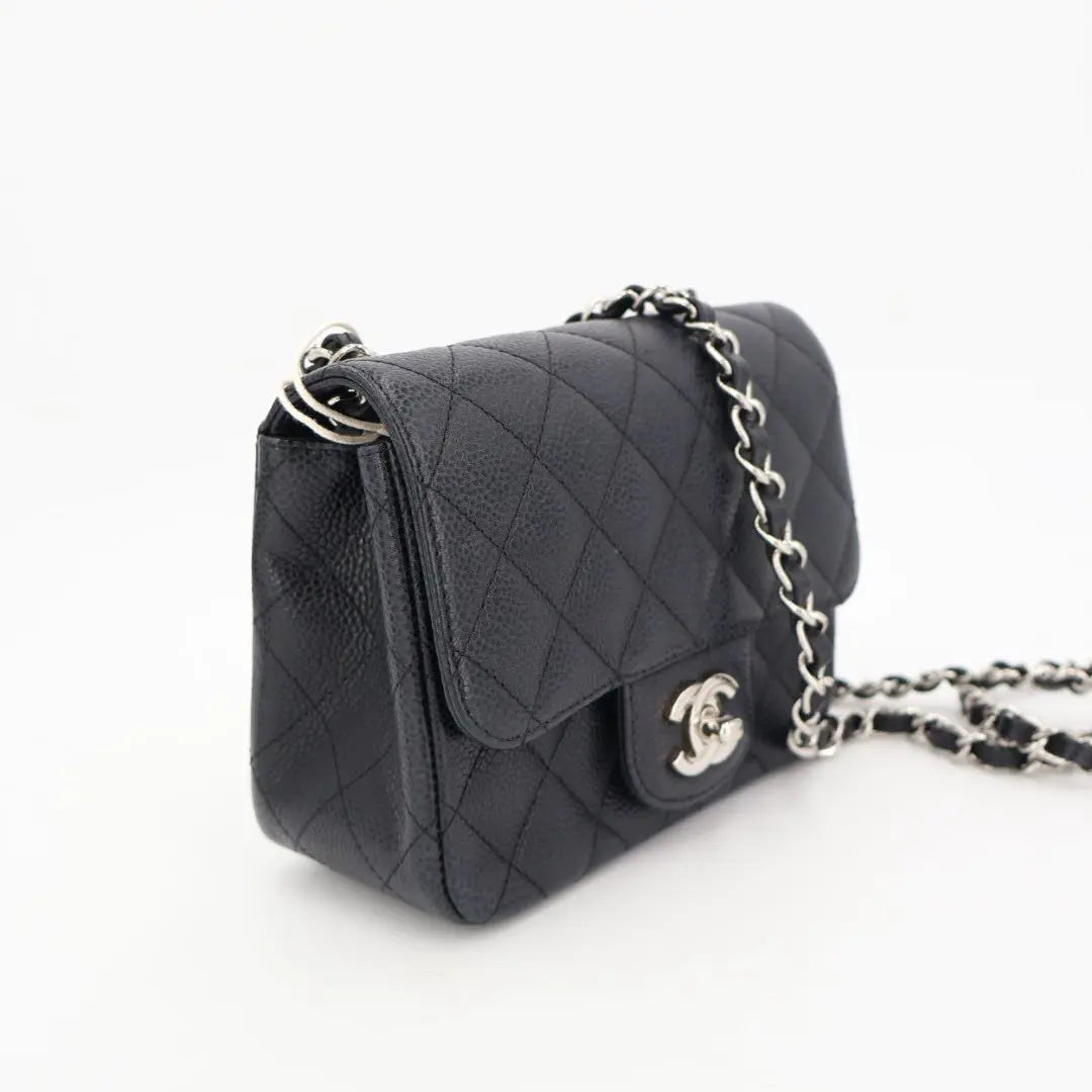 シャネル CHANEL ミニマトラッセ キャビアスキン シングルフラップ シングルチェーンバッグ