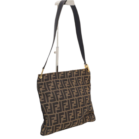 フェンディ FENDI トートバッグ ワンショルダー 2WAY 肩掛け 手提げ ズッカ柄 キャンバス×レザー 茶