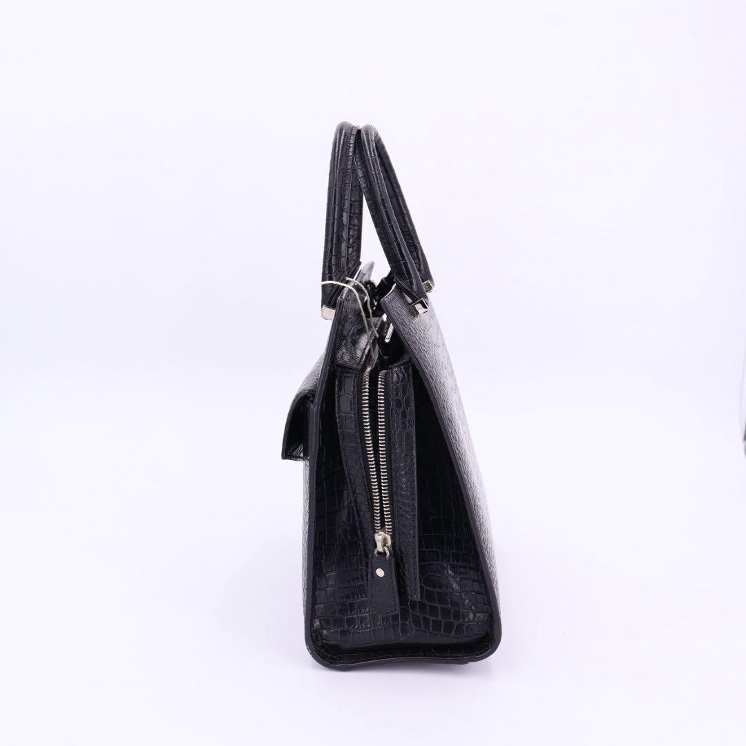サンローラン Saint Laurent アップタウン スモール ハンドバッグ 2way ショルダー 肩掛け 斜め掛け トート クロコ型押し ブラック黒 シルバー金具