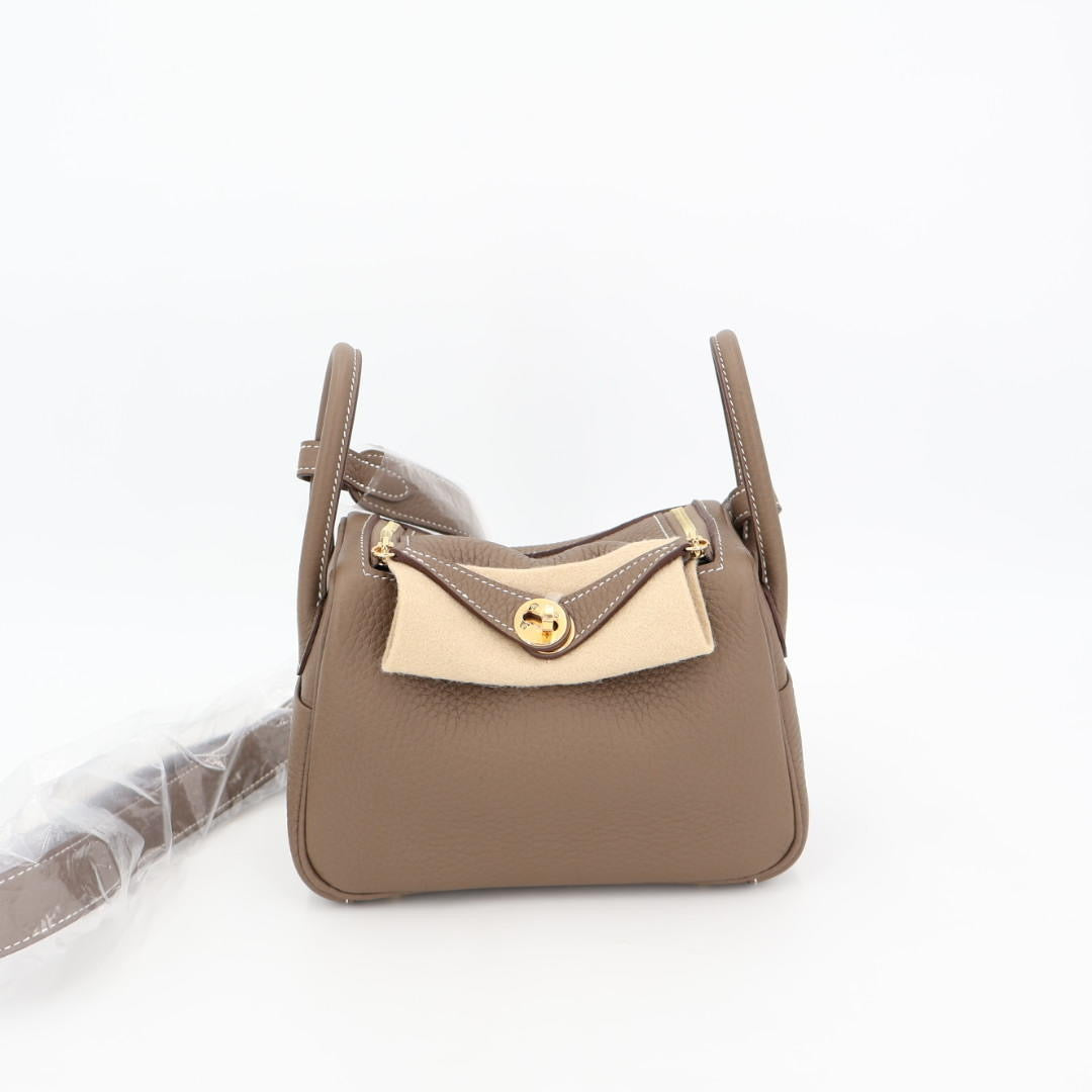 エルメス HERMES リンディミニ　エトゥープ　トリヨンクレマンス　ゴールド金具