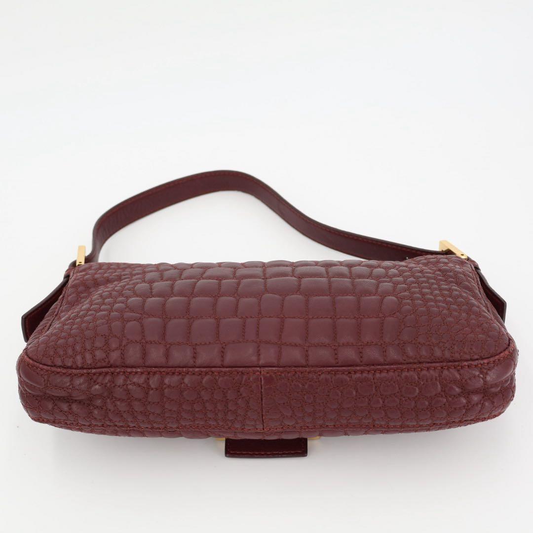 フェンディ Fendi マンマバケット レザー ショルダーバッグ ボルドー