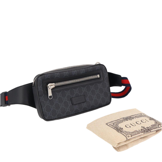 グッチ GUCCI ソフト GGスプリーム スリングバックパック グレー×ブラック クロスボディ ベルトバッグ ショルダーバッグ