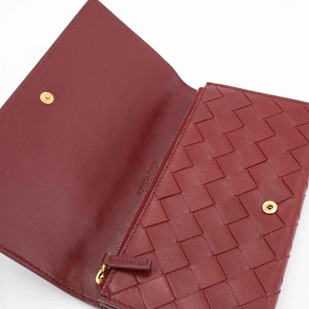 ボッテガヴェネタ BOTTEGAVENETA 長財布 イントレチャート ボルドー レザー レディース