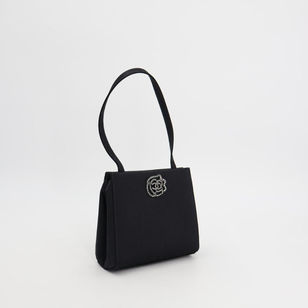 シャネル CHANEL カメリアハンドバッグ 

ブラック サテン レディース ハンドバッグ