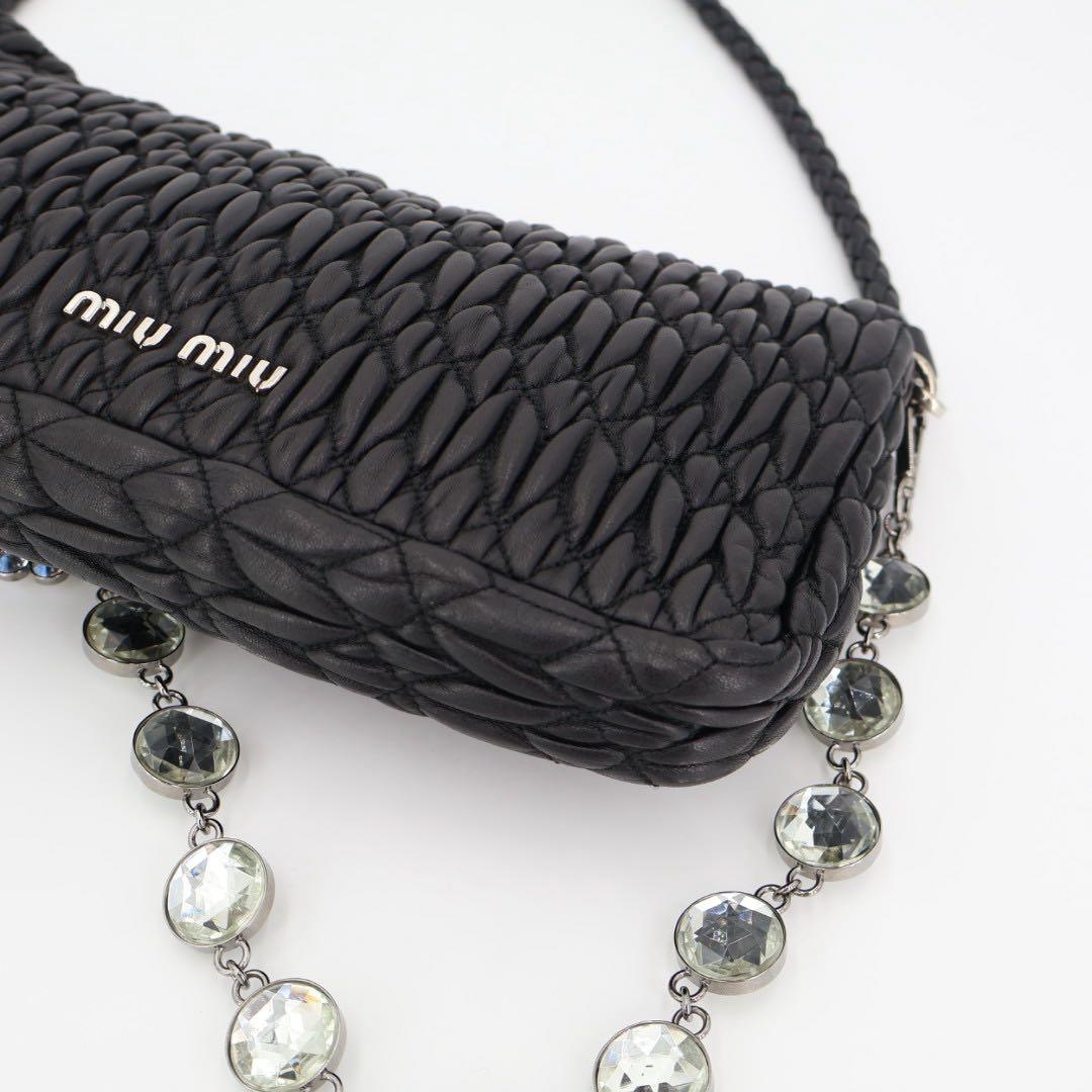 ミュウミュウ MIU MIU クリスタルビジュー ナッパ 3WAYクラッチバッグ