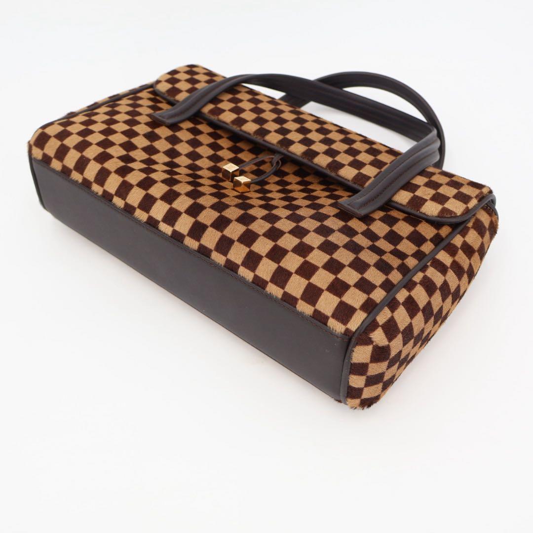 ルイヴィトン LOUIS VUITTON ダミエソバージュ ライオン ハンドバッグ ハラコ レザー M92131