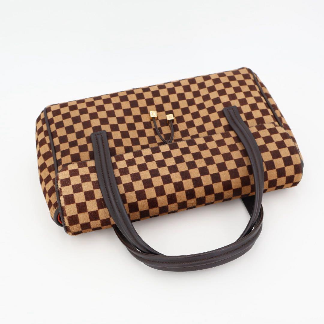 ルイヴィトン LOUIS VUITTON ダミエソバージュ ライオン ハンドバッグ ハラコ レザー M92131