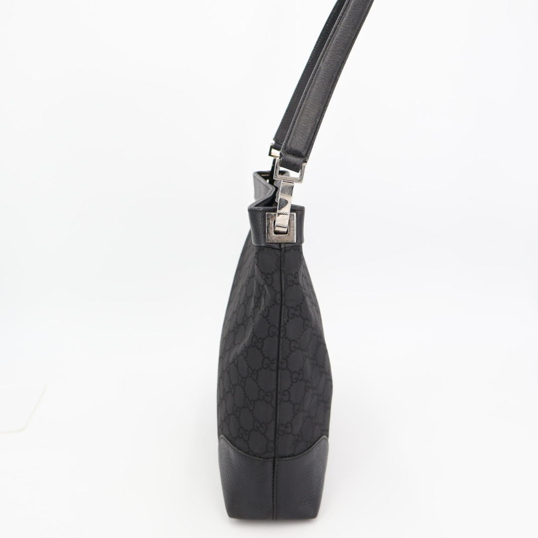 グッチ GUCCI ブラック GGキャンバス レザー ショルダーバッグ レディース