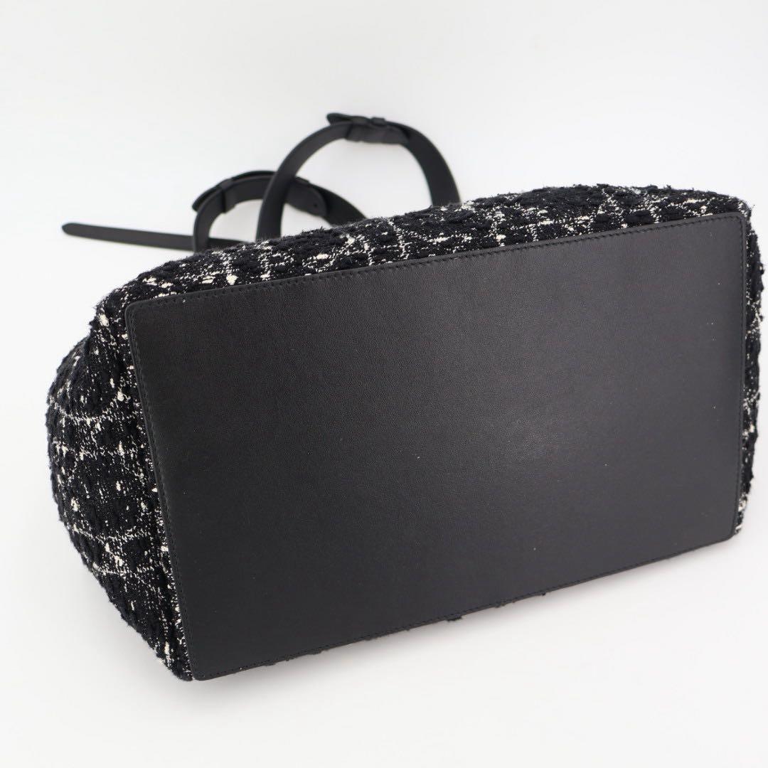 クリスチャンディオール Christian Dior ハンドバッグ カナージュ トゥジュール Toujours ミディアム ツイード M2821OTKV 2way 黒