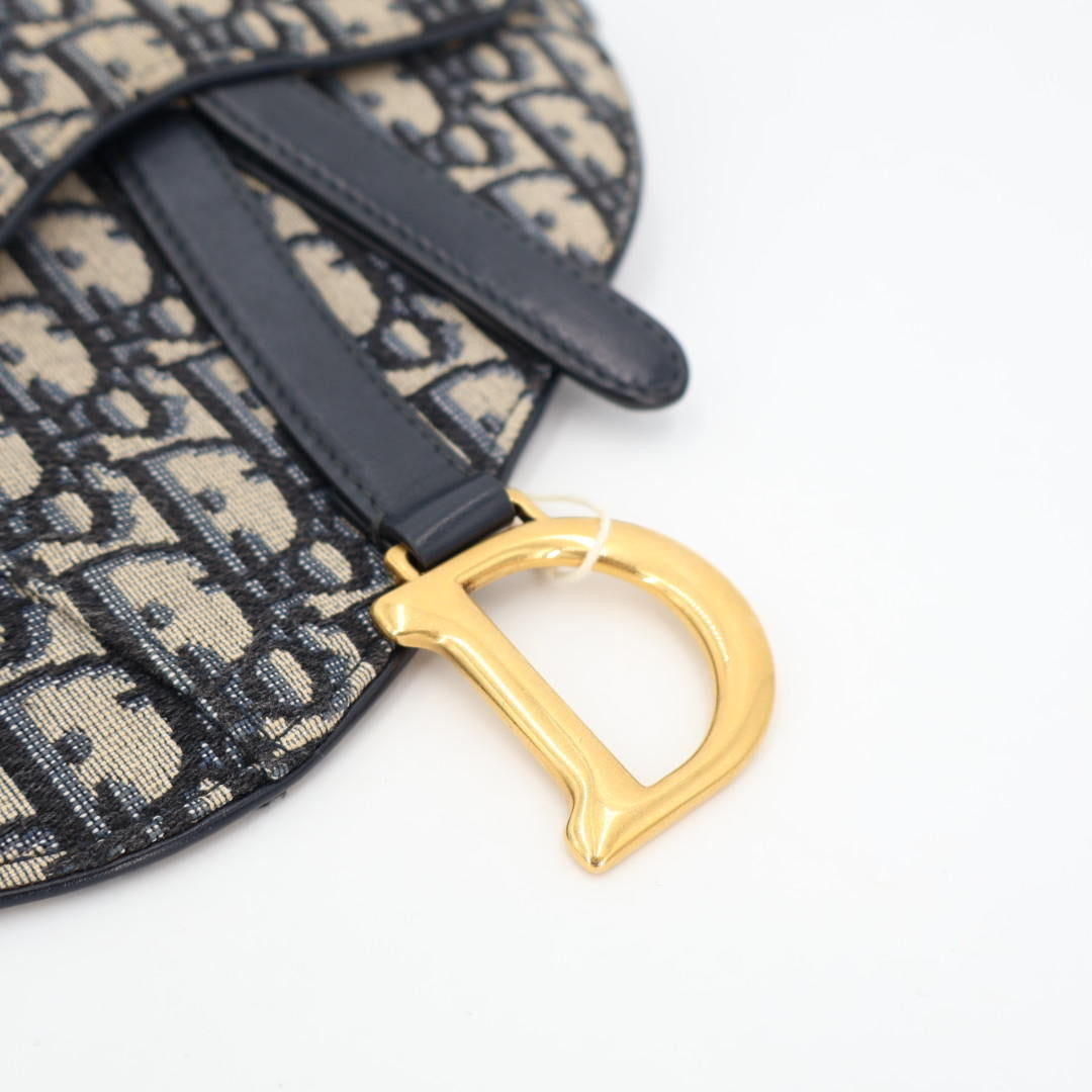 クリスチャンディオール Christian Dior オブリーク サドル ウエストポーチ ジャガード ネイビー
