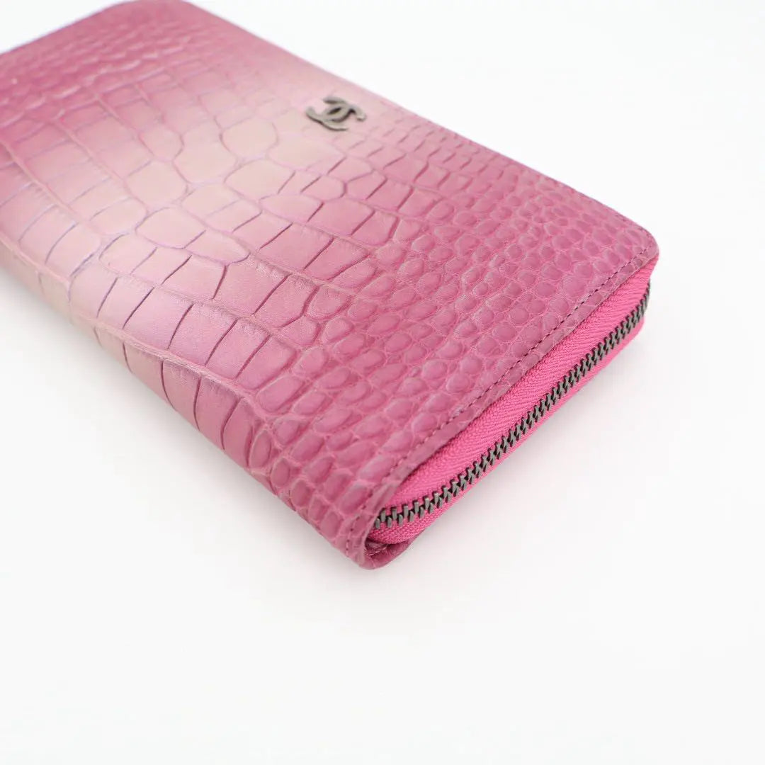 シャネル CHANEL 長財布 ココマーク エキゾチック アリゲーターマット ロングジップウォレット 美品
