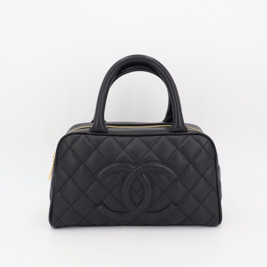 シャネル CHANEL マトラッセ　ココマーク　ミニボストン　キャビアスキン　ブラック