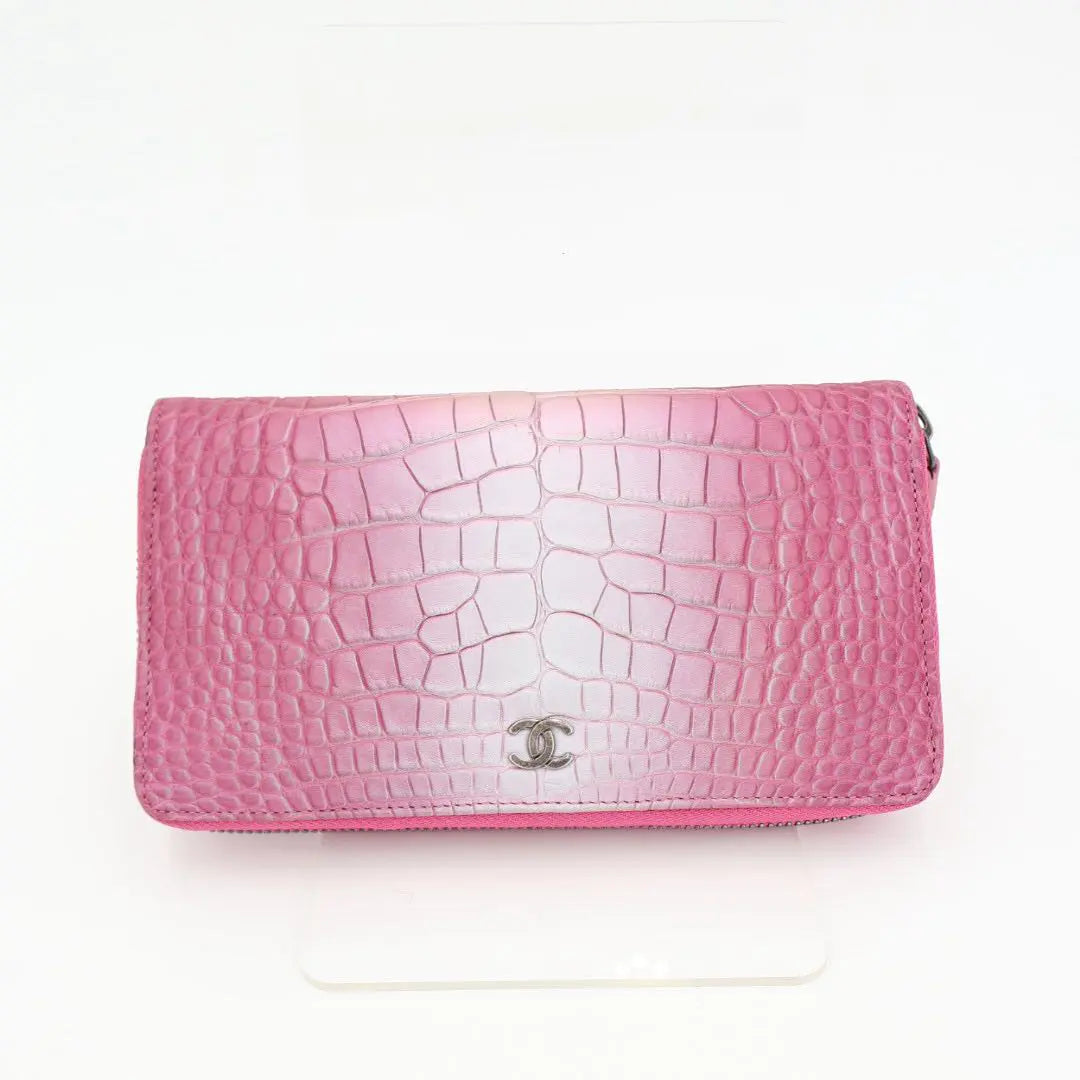 シャネル CHANEL 長財布 ココマーク エキゾチック アリゲーターマット ロングジップウォレット 美品
