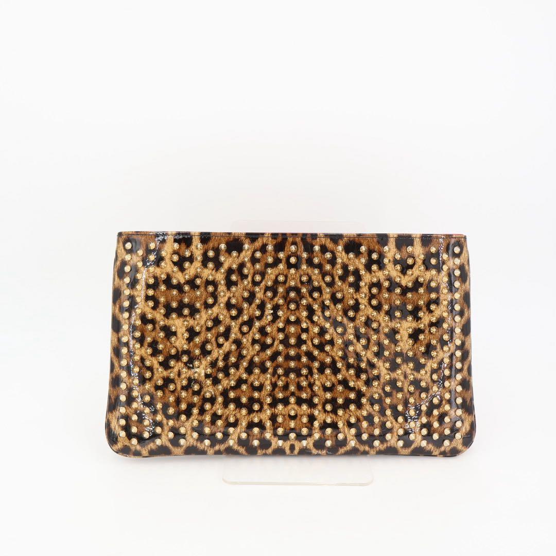 クリスチャン・ルブタン Christian Louboutin クラッチバッグ ルビポッシュ レオパード スパイクスタッズ 1165014 2wayチェーンショルダーバッグ