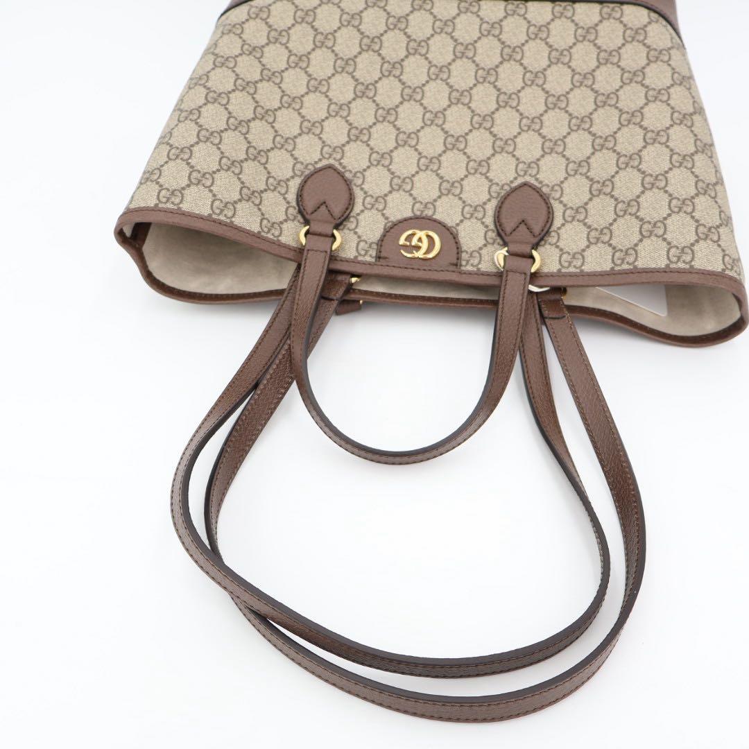 グッチ GUCCI GGスプリーム トートバッグ ショルダーバッグ 765043 ベージュ ブラウン PVC レザー レディース