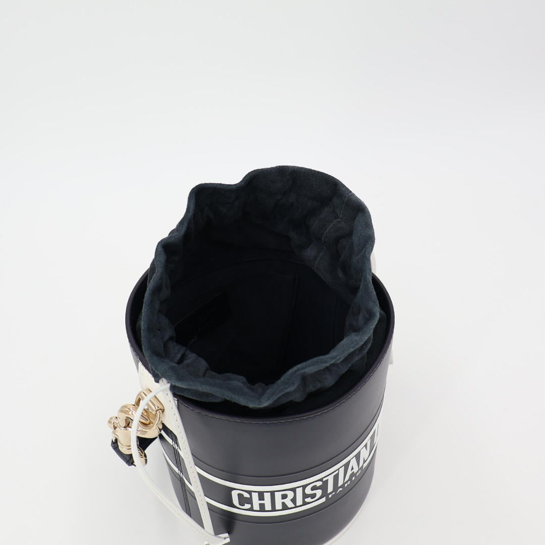 クリスチャンディオール Christian Dior ヴァイブ マイクロバケットバッグ カーフスキン ネイビー 美品