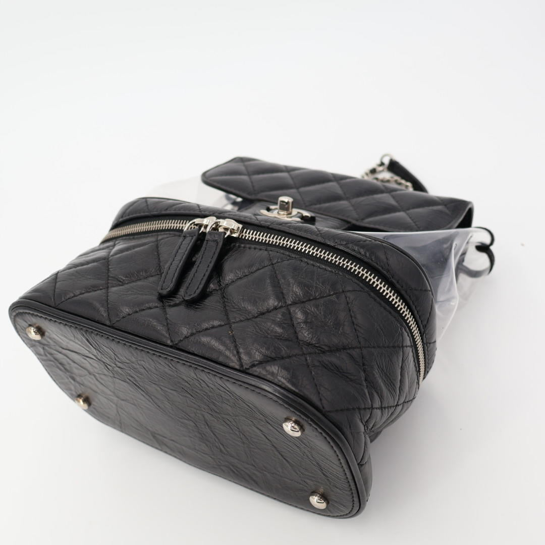 CHANEL シャネル マトラッセ クリアバックパック A57826 クリア ブラック ビニール レザー シルバー金具 リュックサック