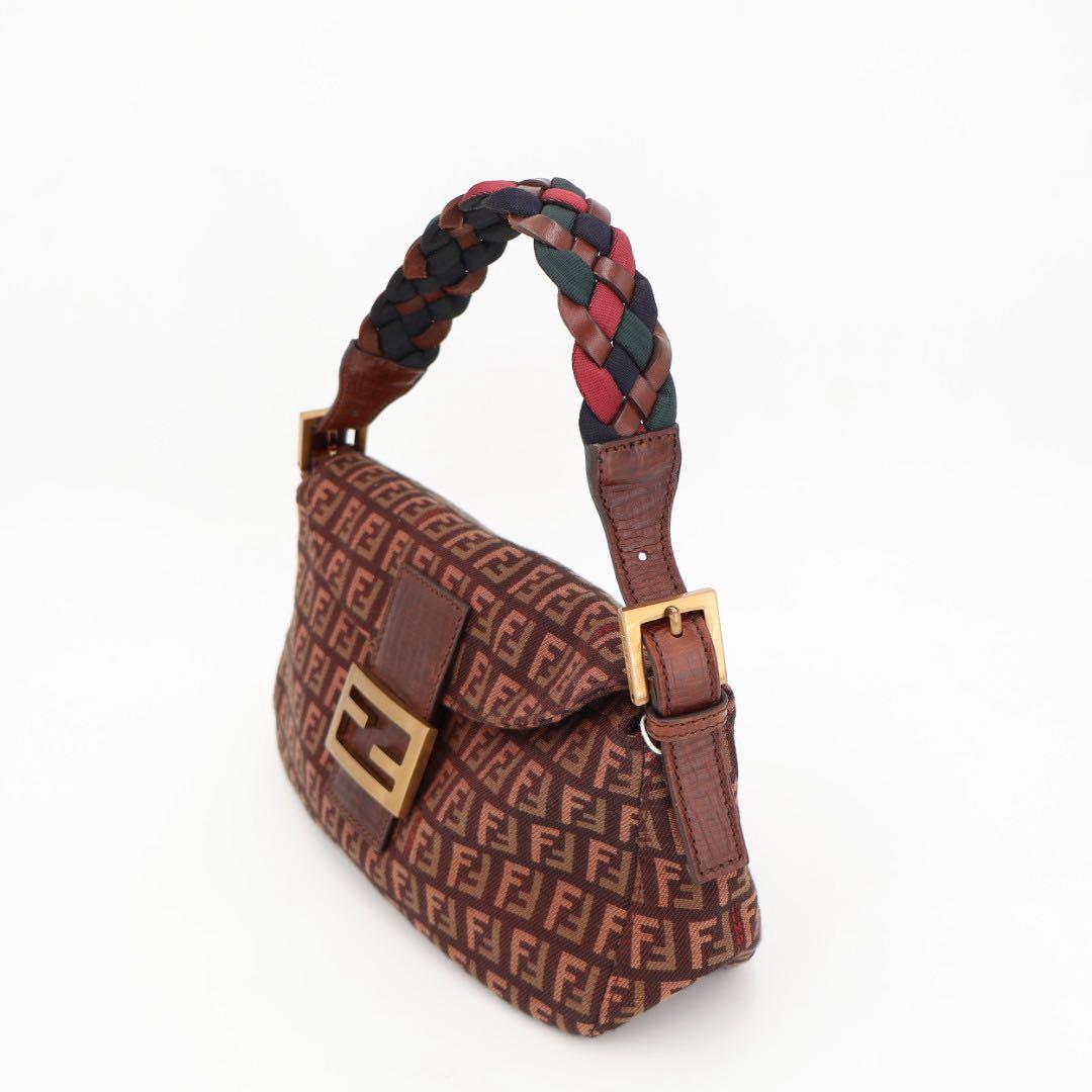 フェンディ Fendi ズッキーノ キャンバスxレザー ショルダーバッグ
