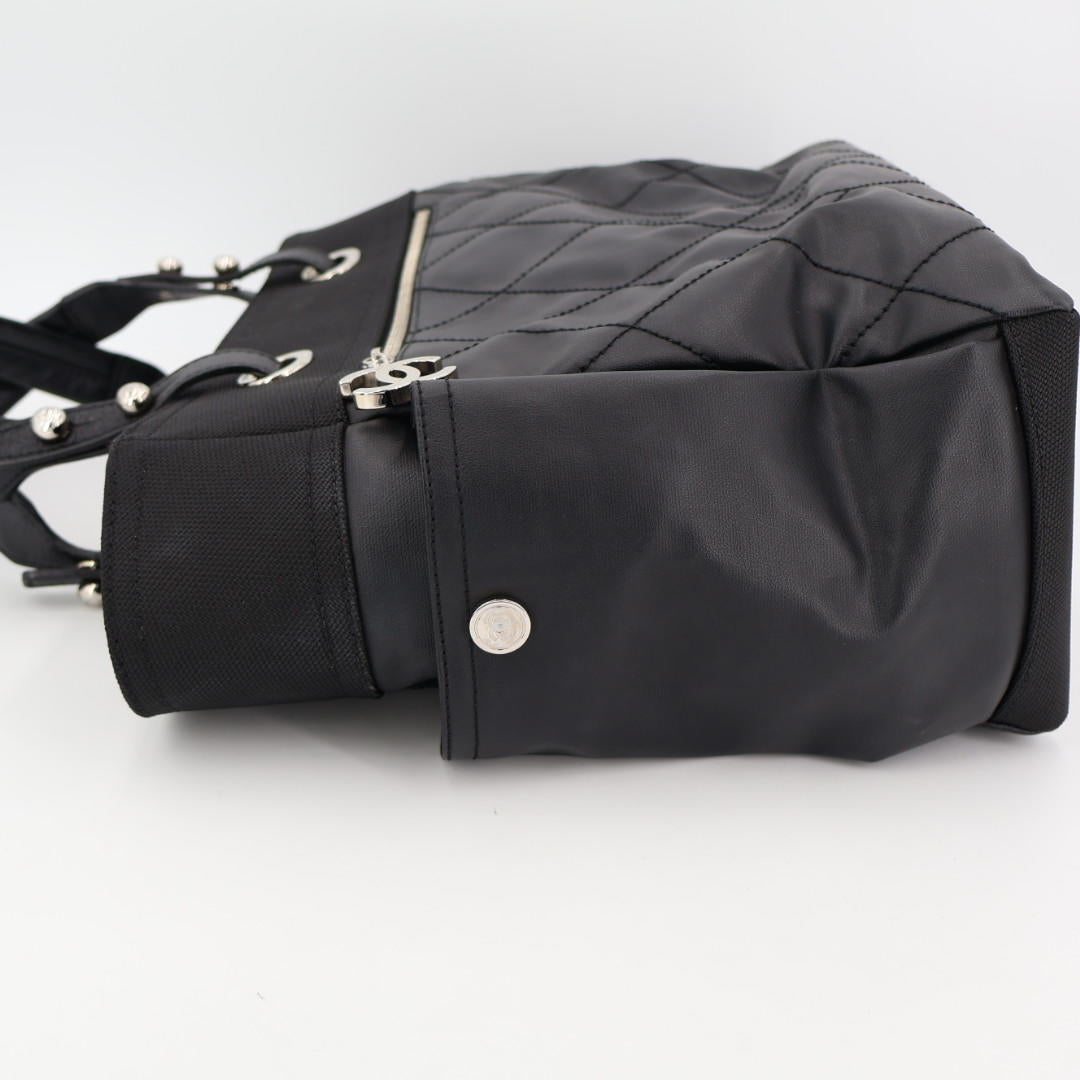 シャネル CHANEL パリビアリッツ トート GM ココマーク トートバッグ コーティングキャンバス ブラック A34210 レディース