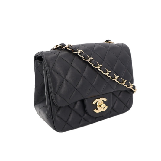 シャネル CHANEL ミニフラップバッグ チェーンショルダー 2019SS マトラッセ A35200 黒 ゴールド金具 ラムスキン レディース 美品