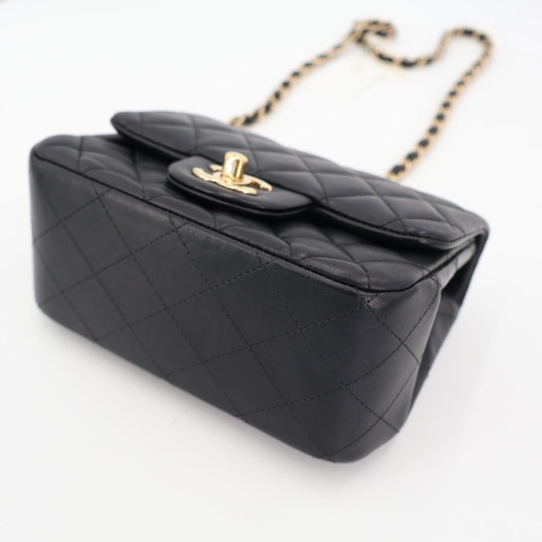 シャネル CHANEL ミニフラップバッグ チェーンショルダー 2019SS マトラッセ A35200 黒 ゴールド金具 ラムスキン レディース 美品
